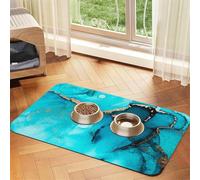 Remolinos Abstractos de Oro y Verde Azulado de Moda,Tapete para Comida de Mascotas, manteles Individuales de Cuero sintético para Gatos y Perros,30x45cm
