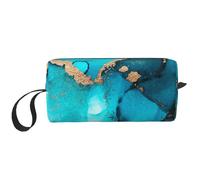 Remolinos de Oro Verde Azulado Abstractos de Moda, Bolsa de Maquillaje Bolsa de cosméticos Bolsa de artículos de tocador de Viaje portátil Bolsa de Maquillaje