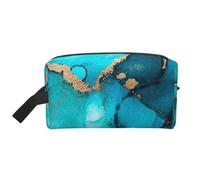 Remolinos de Oro Verde Azulado Abstractos de Moda, Bolsa de Maquillaje Bolsa de cosméticos Bolsa de artículos de tocador de Viaje portátil Organizador de Bolsa de Maquillaje