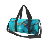 Remolinos de Oro Verde Azulado Abstractos de Moda, Bolsa de Viaje de Gran Capacidad, Bolso Redondo, Bolsa de Viaje Deportiva, Bolsa de Mano, Bolsa de Fitness