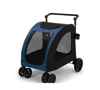 Remolque de bicicleta for perros, cochecito plegable 2 en 1 con ruedas for perros medianos, fácil de guardar y limpiar.(Blue)