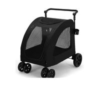 Remolque de bicicleta for perros, cochecito plegable 2 en 1 con ruedas for perros medianos, fácil de guardar y limpiar.(Black)