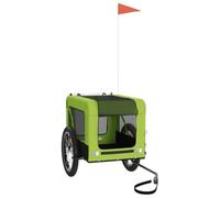 Remolque de bicicleta para perros - Tela Oxford verde y negra con marco de hierro - Ligero y duradero para aventuras al aire libre