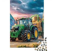 Remolque de heno con Tractor Puzzle De 1000 Piezas Estilo de Escena de Aldea Rural Puzzles Clásicos para Rompecabezas De Piso Y Juego Familiar Adultos Y Niños A Partir De 12 Año 52x38cm/1000pcs
