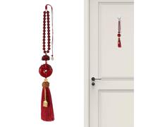 Remolque de la suerte para el interior del coche, 10,6 pulgadas, gran espejo retrovisor de cinabrio, con borlas, accesorio de decoración versátil para automóvil, coleccionable para hombres y mujeres