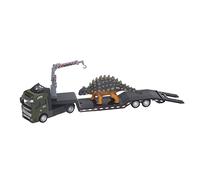 Remolque de transporte de dinosaurios 1:50, camión portador de dinosaurios de aleación de alta simulación con figura de dino realista, remolque de transporte duradero para niños y (rechania)