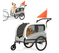 Remolque para bicicleta para perros, soporta 110 lb, carrito de mascotas , de carrito plegable fácil con ruedas de rápida, acoplador universal para bicicleta, suelo antideslizante, correa