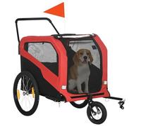 Remolque para perros PawHut 2 en 1, remolque de bicicleta para perros, cochecito para perros con reflectores, silla de paseo para perros máx. 30 kg, remolque de bicicleta para perros grandes, tejido
