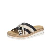 Remonte D0q50, Sandalia Mujer, Negro Blanco Oro Oro Concha Negro Negro 02, 43 EU