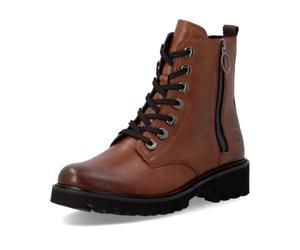 Remonte Mujer Botines Cuero Liso D8671-24 Marrón Talla 37 | Ancho G, Cremallera, Tacón de bloque, Forro de velour aterciopelado, Plantilla extraíble