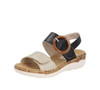 Remonte R6853 Sandalia Mujer, Beige Oro Negro 02, 40 EU