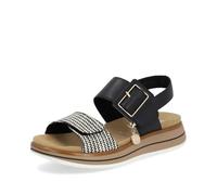 Remonte Sandalia piel y textil con velcro, hebilla y cuña mujer negro para: Mujer