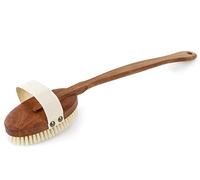 REMOS Cepillo de baño de cerdas naturales con mango desmontable de madera de peral