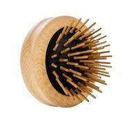 REMOS Cepillo de pelo mini, plegable con clavijas de madera de haya, cepillo desenredante compacto redondo