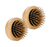 REMOS Cepillo de pelo mini, plegable con clavijas de madera de haya, cepillo desenredante compacto redondo 2x