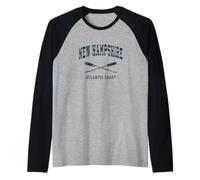 Remos náuticos Cruzados Vintage de New Hampshire, New Hampshire, Na Camiseta Manga Raglan