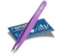 REMOS Pinzas combi acero inoxidable [INOX] 9,5 cm - 2en1 para astillas y pelos en morado