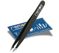 REMOS Pinzas combi acero inoxidable [INOX] 9,5 cm - 2en1 para astillas y pelos negro