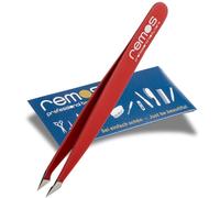 REMOS - Pinzas combinadas de acero inoxidable (9,5 cm, 2 en 1, para astillas y pelos), color rojo