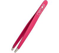 REMOS Pinzas de cejas de acero inoxidable con punta recta 9,5 cm en fucsia