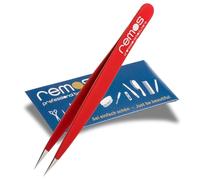 REMOS Pinzas para astillas - acero inoxidable [INOX] 9,5 cm - punta fina en rojo