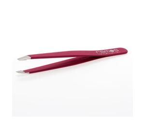 REMOS - Pinzas para cejas, hechas a mano, de acero inoxidable, color fucsia