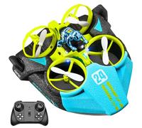 Remote Control Airplane V24, 2,4 Ghz Tres En Un Helicóptero No Tripulado, Mar, Tierra Y Aire Volando Coche, Volteretas De 360 °, Despegue/aterrizaje Quadcopter De Una Sola Tecla-Green||4 Pcs Batteries