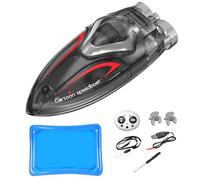 Remote Control Boat, 2.4GHz Mini Speedboat Toy, Light-Up Stunt Submarine, Waterproof Floating Design, Rechargeable Motor System, Easy Remote Navigation, Perfect for Pool, Bathtub, (White/Black)