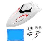 Remote Control Boat, 2.4GHz Mini Speedboat Toy, Light-Up Stunt Submarine, Waterproof Floating Design, Rechargeable Motor System, Easy Remote Navigation, Perfect for Pool, Bathtub, (White/Black)