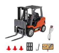 Remote Control Forklift 11 Channel Rc Forklift Cranes Construction Toys, 1/64 Scale Alloy RC Forklift Truck, with Wireless Controller, Accessories, for Mechanical Fans and Model Collectors (Orange)