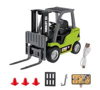 Remote Control Forklift 11 Channel Rc Forklift Cranes Construction Toys, 1/64 Scale Alloy RC Forklift Truck, with Wireless Controller, Accessories, for Mechanical Fans and Model Collectors (Green)