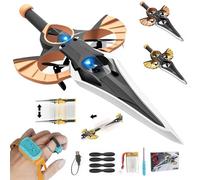 Remote Flying Sword, Control Manual de la Espada Voladora, Giro Acrobático de 360°, Elevación con un Solo Botón, Ajuste de Tres Velocidades, Planeador RC Ligero y Fácil de Volar (Color Latón-B)