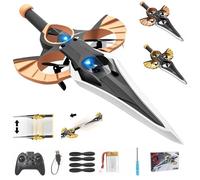 Remote Flying Sword, Control Manual de la Espada Voladora, Giro Acrobático de 360°, Elevación con un Solo Botón, Ajuste de Tres Velocidades, Planeador RC Ligero y Fácil de Volar (Color Latón-A)