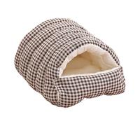 Removable and Washable Winter Closed-Off Cat Bed, Cozy Monster Cat Bed, Comfortable Plush Pet Cave Beds, Non-Slip Removable Washable for Cats & Small Dogs (Black Check,Medium)