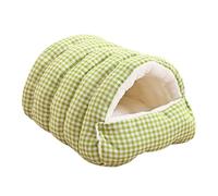 Removable and Washable Winter Closed-Off Cat Bed, Cozy Monster Cat Bed, Comfortable Plush Pet Cave Beds, Non-Slip Removable Washable for Cats & Small Dogs (Green Check,Medium)