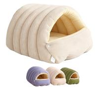 Removable and Washable Winter Closed-Off Cat Bed - Pet Bed with Soft Plush Fleece, Perfect for Small and Medium Pets, Keeps Pets Snug, Easy to Maintain (Beige,Large)