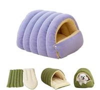 Removable and Washable Winter Closed-Off Cat Bed,Soft Fluffy Warm Autumn/Winter Cats House,Indoor Cat Bed Cave Style,Foldable Pet Nest House,for Indoor Cats Small Dogs (Purple-M)
