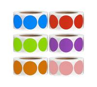 Removable Color Code Dot Round Stickers, 3000 Pieces in 6 Colors (Blue, Red, Pink, Orange, Green)