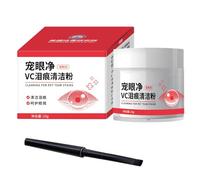 Removedor de manchas de lágrimas de gato | Polvo de 20 g con cepillo limpiador de ojos para perros y gatos, lavado de ojos de perro natural seguro mantiene la zona seca, trata la causa de manchas