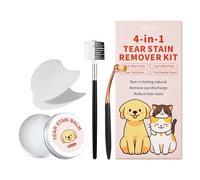 Removedor de manchas de lágrimas para perros, bálsamo de limpieza suave de 30 ml con cepillo para polvo, removedor de manchas de ojos de perro, para el aseo del hogar, interior, cachorro, gatito, gato