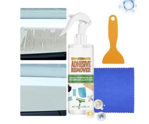 Removedor de pegamento, kit de limpiador de pegamento de 100 ml, con toalla raspadora, removedor de calcomanías de coche, para ventana de automóvil, cinta de suelo, azulejos, pared, papel tapiz