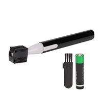 Removedor de vello facial, cabezal eléctrico de acero inoxidable para cejas lavable, removedor de cejas eléctrico para el hogar para viajes para mujeres (negro - con batería (tarjeta de succión))