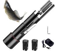 Removedor eléctrico de escamas de pescado, báscula de pescado inalámbrica con 2 baterías y cabezales cortadores, recargable e impermeable, para chef y hogar, deslagger y limpieza de piel de pes black