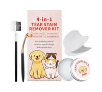 Removedor suave de lágrimas, ungüento de limpieza de manchas de ojos de perro, solución de cuidado de 30 ml con cepillo para polvo, limpiador de mascotas de fórmula suave, suministro de aseo con