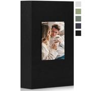Remowith Álbum de Fotos 10x15 con 300 Bolsillos Cubierta de Lino con Ventana Frontal Libro Grande de Fotos para Viajes en Familia Bodas y Recuerdos Organizador de Recuerdos, Negro