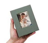 Remowith Álbum de Fotos Pequeño 10x15 con Ventana Frontal 100 Bolsillos Libro Portátil de Lino para Recuerdos de Viaje Boda Bebé Álbum Fotos para Pegar y Escribir Organizador de Memorias, Gris Verde