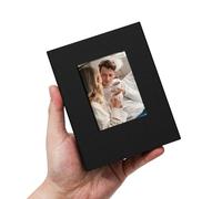Remowith Álbum de Fotos Pequeño 10x15 con Ventana Frontal 100 Bolsillos Libro Portátil de Lino para Recuerdos de Viaje Boda Bebé Álbum Fotos para Pegar y Escribir Organizador de Memorias, Negro