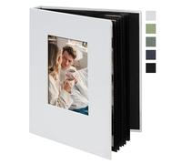 Remowith Álbum de Fotos Pequeño 10x15 con Ventana Frontal 24 Bolsillos Libro Portátil de Lino para Recuerdos de Viaje Boda Bebé Álbum Fotos para Pegar y Escribir Organizador de Memorias, Blanco