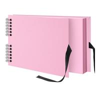 Remowith Álbum de Recortes 29x21,5 cm, Álbum de Fotos Scrapbook para Pegar y Escribir 80 Páginas, Libro de Papel Kraft con Cinta de Seda, para bodas y viajes familiares, Rosa