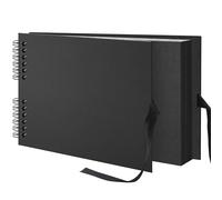 Remowith Álbum de Recortes 29x21,5 cm, Álbum de Fotos Scrapbook para Pegar y Escribir 80 Páginas, Libro de Papel Kraft con Cinta de Seda, para bodas y viajes familiares, Negro